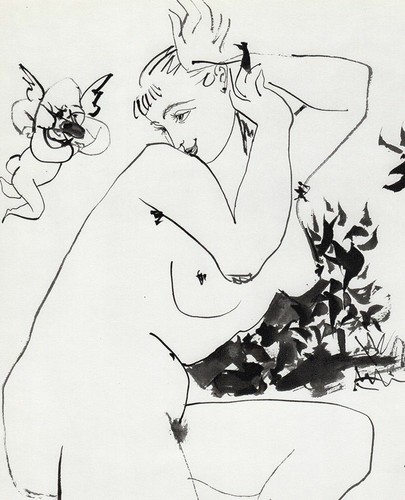 PABLO PICASSO 1954 Human Comedie Print "Nude in the Garden" GALLERY FRAMED COA - 第 2/2 張圖片
