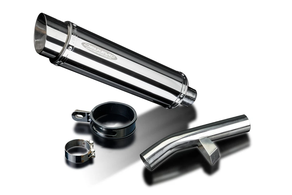 Silenciador de escape redondo de acero inoxidable Kawasaki Versys 1000 Delkevic 14" deslizable 15-18 Foto 2 de 2