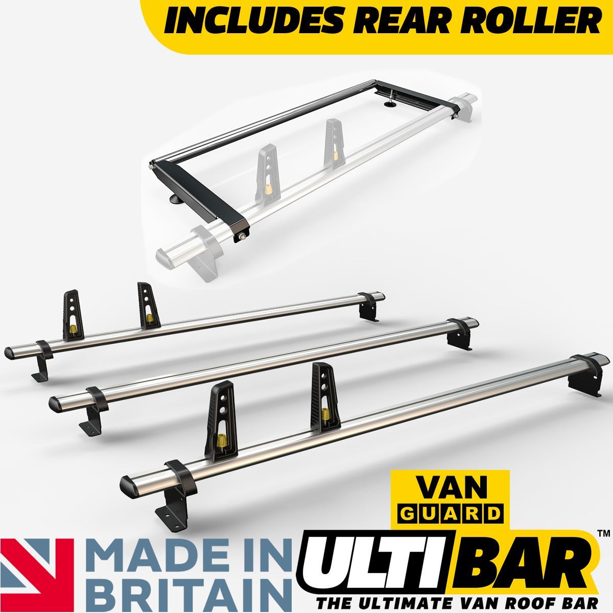 Ford Transit Custom Roof Rack 20132023 Low Roof 3x Roof Bars + Ladder