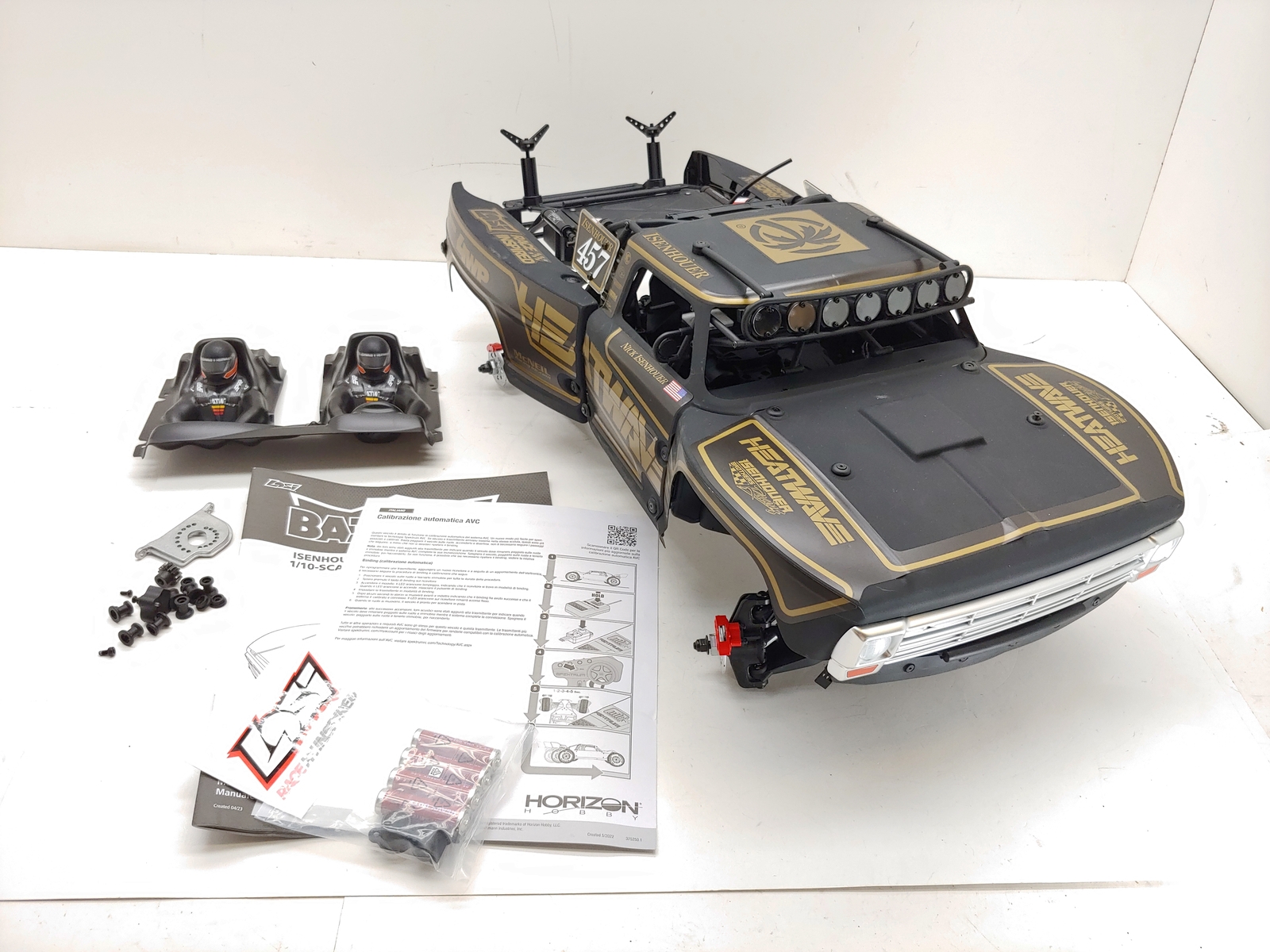 NEW Losi Baja Rey 2.0 Ford Raptor 4x4 HEAT WAVE TrophyTruck Roller Slider +Servo