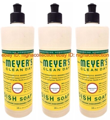 ( 3 ) Mrs. Meyer's Clean Day Liquid Dishwashing Soap 16 oz Each Honeysuckle NEW