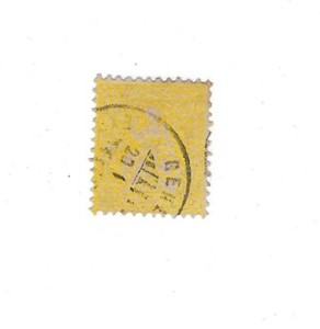 Swiss 1881  Sitting Helvetia Yellow 15c Rare Fiber Used Stamp