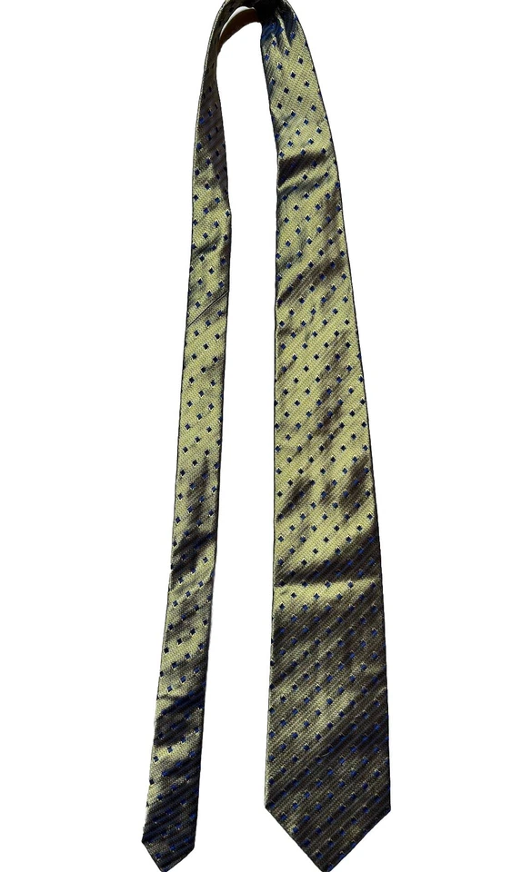 Corbata Louis Azzaro Hecha en Francia Azul Dorado Geométrica Hecha a Mano Diseñador Corbata Foto 4 de 4