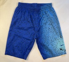 Nike Swim Shorts Trunks Mesh Lining  Pockets Blue With Sharks Boys Size Medium