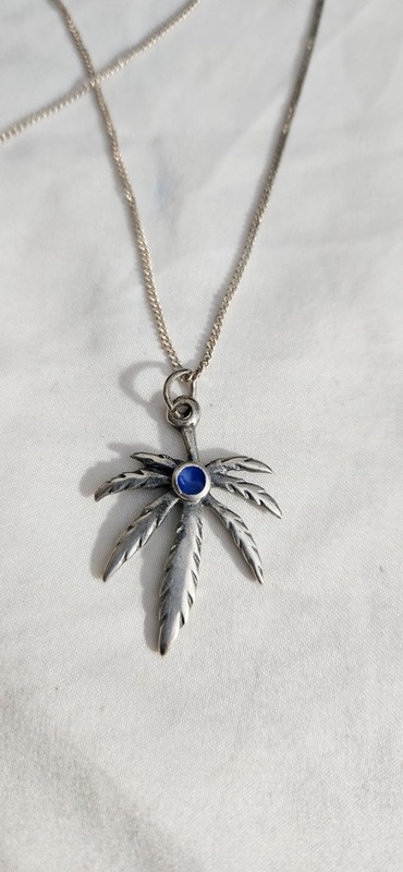 Trendy Necklace 925 Sterling Silver Marijuana Cannabis