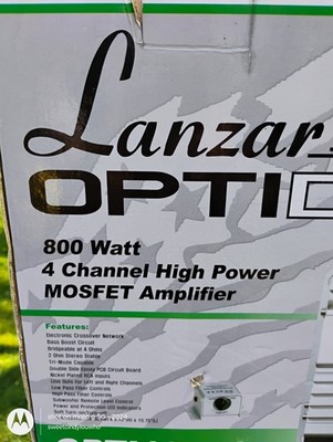 Lanzar Optidrive car audio amplifier Model Opti100x4 UNTESTED orig box etc USED