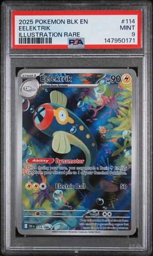 2025 POKEMON BLK EN-BLACK BOLT ILLUSTRATION RARE #114 EELEKTRIK PSA 9