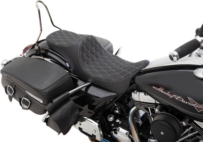 Drag Specialties Predator III 2-Up Seat Double Diamond Silver 3/16'' 0801-1305