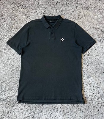 MA.STRUM Compass Patch Polo Shirt Black Cotton Size XL