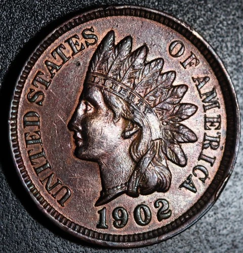 1902 INDIAN HEAD CENT - With LIBERTY & Near 4 DIAMONDS - AU UNC