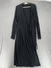Ines De La Fressange Dress Womens Medium Black Uniqlo Paris Wrap Tie Long