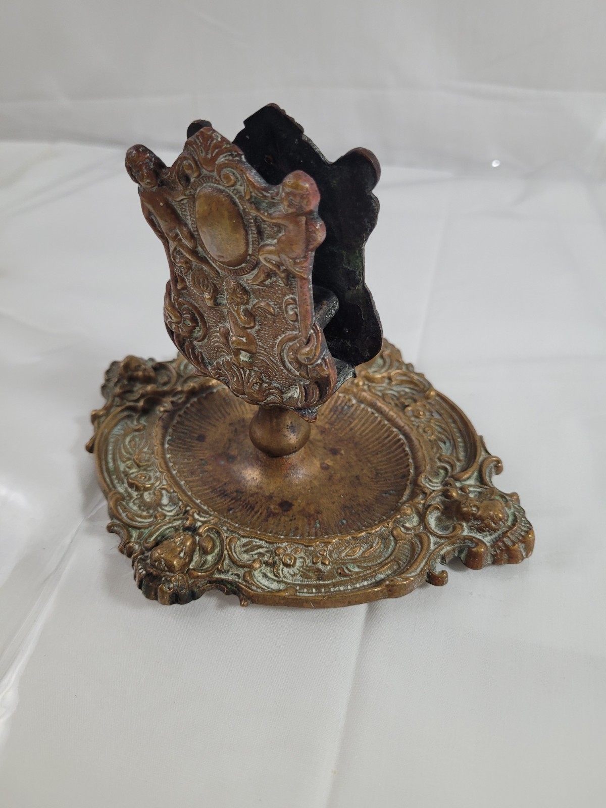 Rare 1900 M. Loewenstein Brass Cherub Ashtray