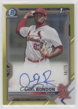 2021 Bowman Chrome Prospect Yellow Refractor 58/75 Angel Rondon Auto 1u6