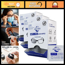 Anti-Fog Cleaning Wipes for Glasses, 120 Count, Pre-Moistened Lens Cleaner, Indi