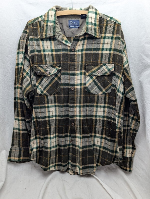 Vintage JCPenney Men’s Shop Western Grunge X-Large Green Flannel Shirt