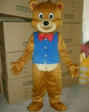 Professional New Mr Teddy Bear Mascot Costume Fancy Dress Adult Cosplay