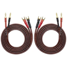XMSJSIY Hifi OFC Speaker Wire with Spade Plug to Banana Plug Speaker Jumper Cabl