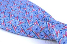 NWT - BVLGARI Blue Geometric 100 Silk Mens 7 FOLD Luxury Tie - 3.75"