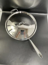 Vintage All-Clad 13" Saute Pan Fry Skillet Double Handle Stainless Steel w/ Lid