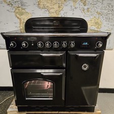 Rangemaster Classic Electric Range Cooker in Black and Chrome 90cm