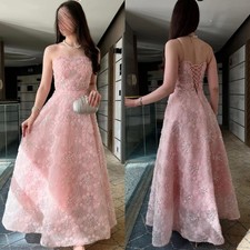 Intricate Flower Sequined Evening Dress Sexy Strapless Off Shoulder Prom Dress