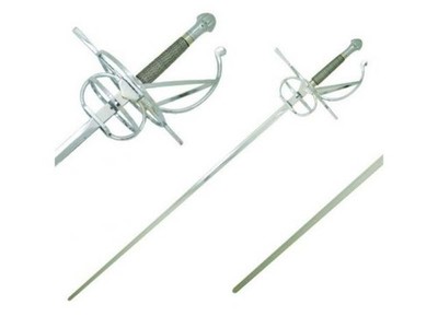 46.5'' Medieval Warrior Fencing Rapier Spiral Swept Hilt-Sword w/ Scabbard