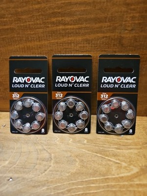 3 packs RAYOVAC Loud n' clear 312LC-8A hearing aid batteries exp 10/27 - N3