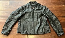 Icon Daytona Stealth Black Leather Mens Medium Padded Vented Motorcycle Jacket