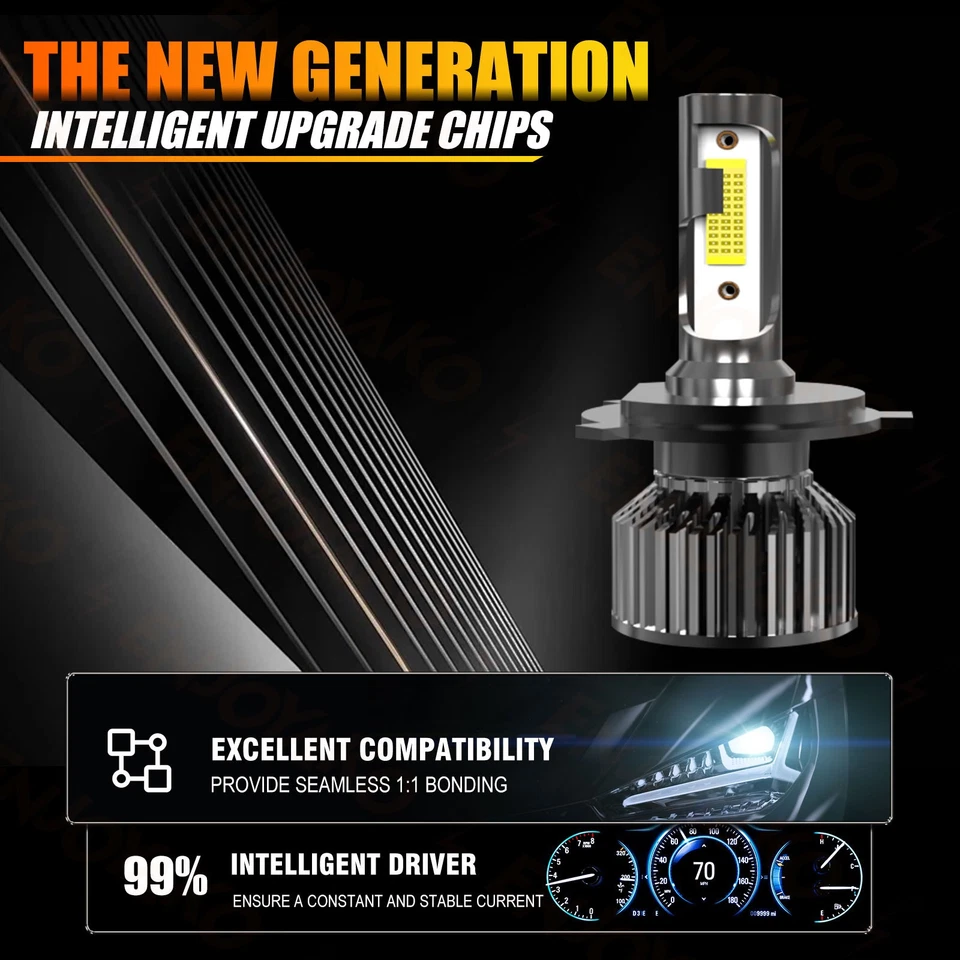 For Toyota Camry 1983-1998 1999 Front LED Headlight Kit High/Low Beam Bulbs - Image 3 of 4