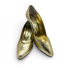 Vintage 80s metallic gold pumps by Italian designer Julianelli 7