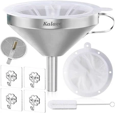 KALAVE Premium Stainless Steel Funnel, 5 Inch Food Grade Kitchen Silver 