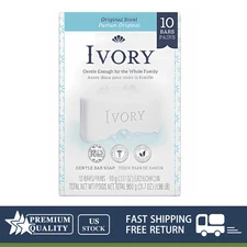 Ivory Gentle Bath Bar Soap 10 Pack 3.17oz Original Scent Pure Plant-Based.