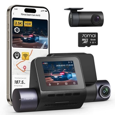 70mai Dash Cam Front and Rear - 2.5K+1080P Dual Camera with HDR, Black
