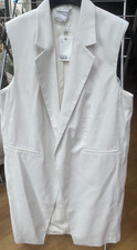 Brand new H&M cream longline tailored waistcoat with side pockets & belt size L
