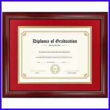 8.5x11 Diploma Frame with Red Over Gold Mat or Display 11x14 Certificate With...