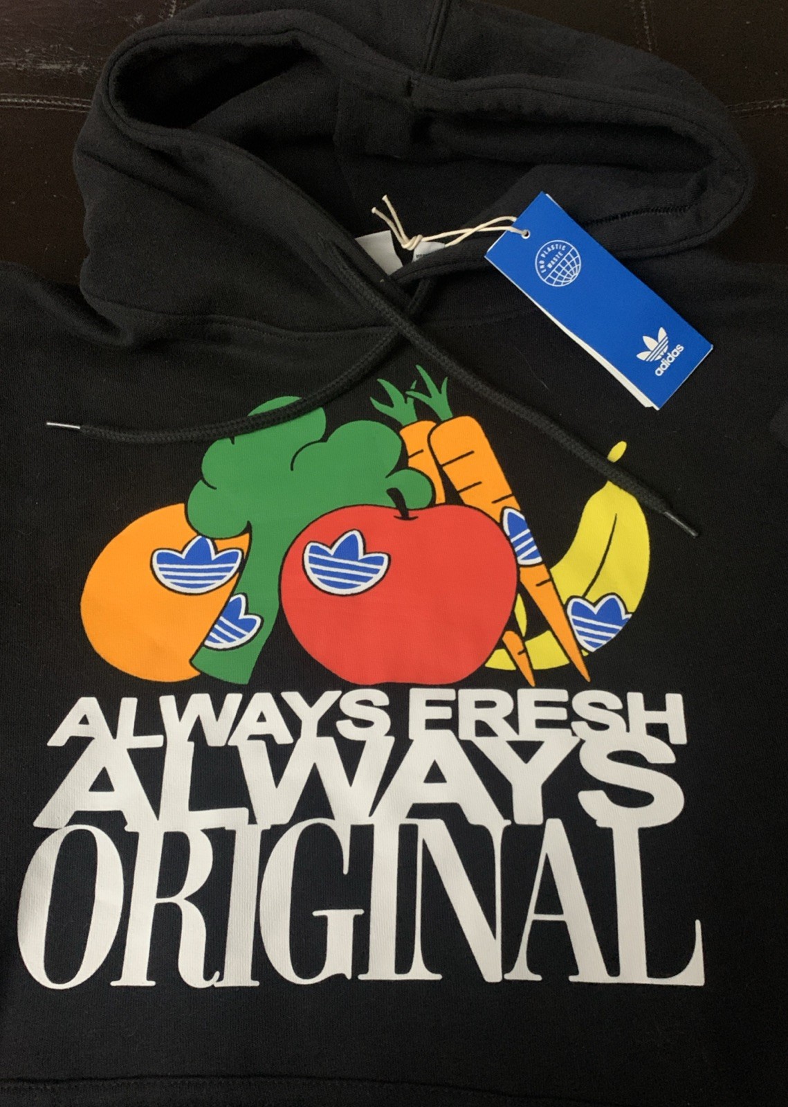 NWT Adidas OG Always Fresh Pullover Hoodie Mens Size Small Black Fruit P2 image 9
