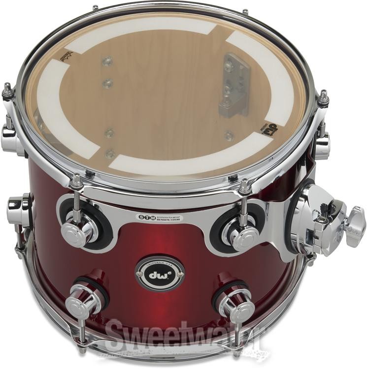 DW DWe e33 Mounted Tom - 8 inches x 10 inches, Black Cherry Metallic Lacquer