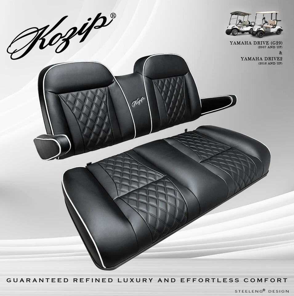 'KOZIP' YAMAHA G29 / Drive2 GOLF CART FRONT SEAT/BACKREST CUSHION SET (BLACK) - Image 2 of 3