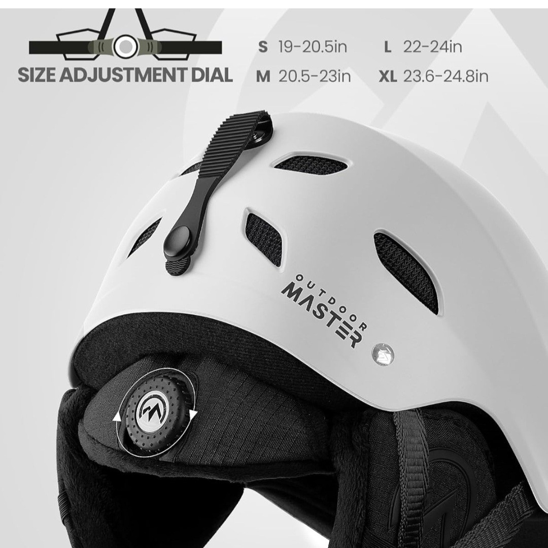 OutdoorMaster Kelvin Ski Snowboard Helmet | Men, Women, Youth | White | Medium