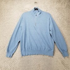 J. Crew Sweater Mens Large Light Blue 100 Cotton 1/4 Zip Long Sleeve Pullover