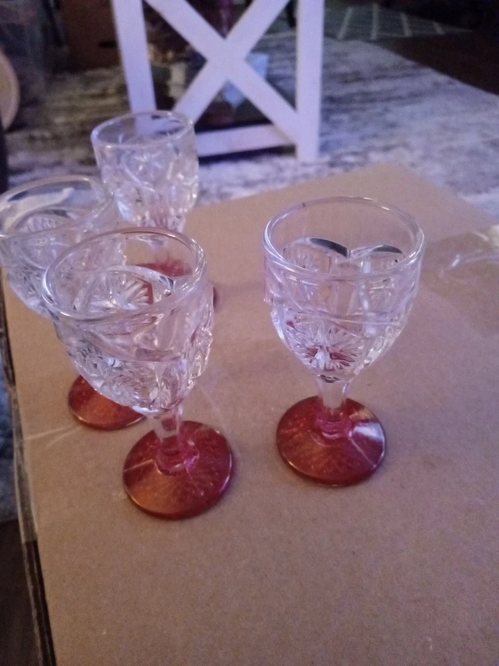 4 Small Imperial Cranberry Stained Glass - Image 2 of 2