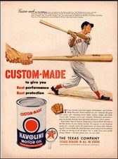 1948 vintage AD for HAVOLINE MOTOR OIL Texaco Ted William's Bat 031126
