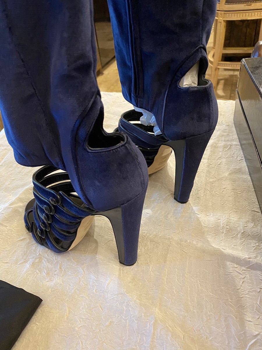 AUTHENTIC VERSACE VERSUS BOOTS VELVET DARK BLUE UK 40 /US 10 | eBay
