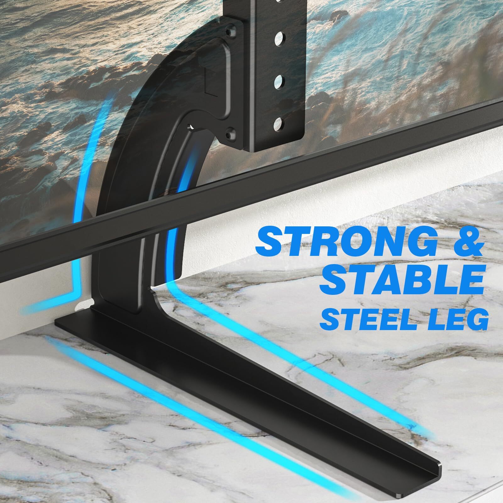 Universal Table Top TV Stand Base TV Legs with Height Adjustment Most 32-55 Inch