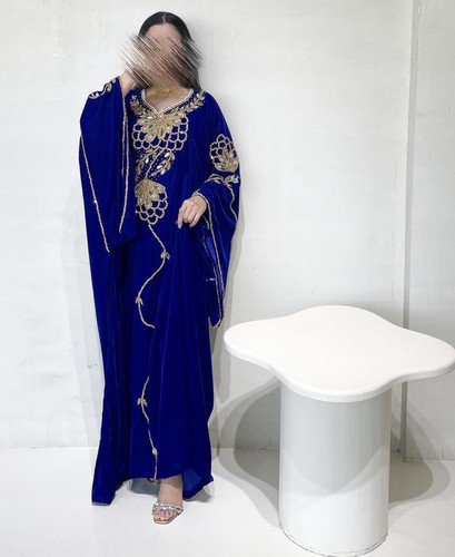 Stylish Elegant African Attire Velvet Kaftan Elegant Embroidered work For Women - Picture 12 of 39