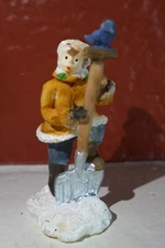 Lemax Victorian Christmas Village Boy Snow Shovel Bluebird 1999 figurine