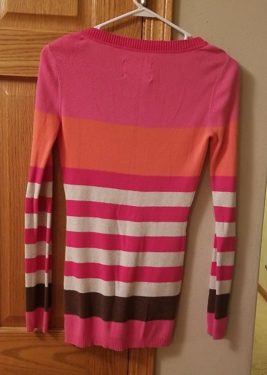 Aeropostale Women's Size Small Pink Striped Sweater eBay