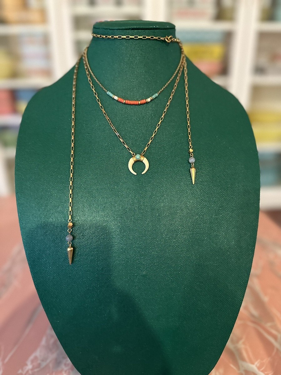 STELLA DOT GRANDI LAYERED WARRIOR HORN NECKLACE - Main Image