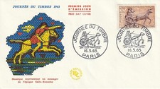 Enveloppe 1er jour Journée du timbre Le Char Romain 1963 FDC 