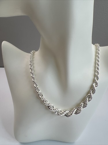 925 Solid Sterling Silver Handmade Rope Chain/Necklace Women’s 10mm 16”-20” Adj - Picture 2 of 6